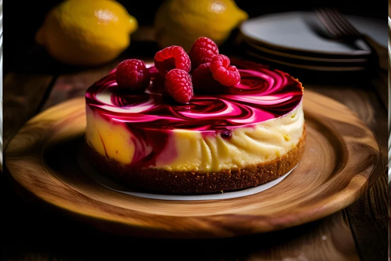 Luscious Lemon Raspberry Swirl Cheesecake