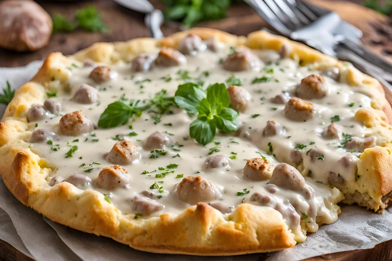 Biscuits and Sausage Gravy Breakfast Pizza