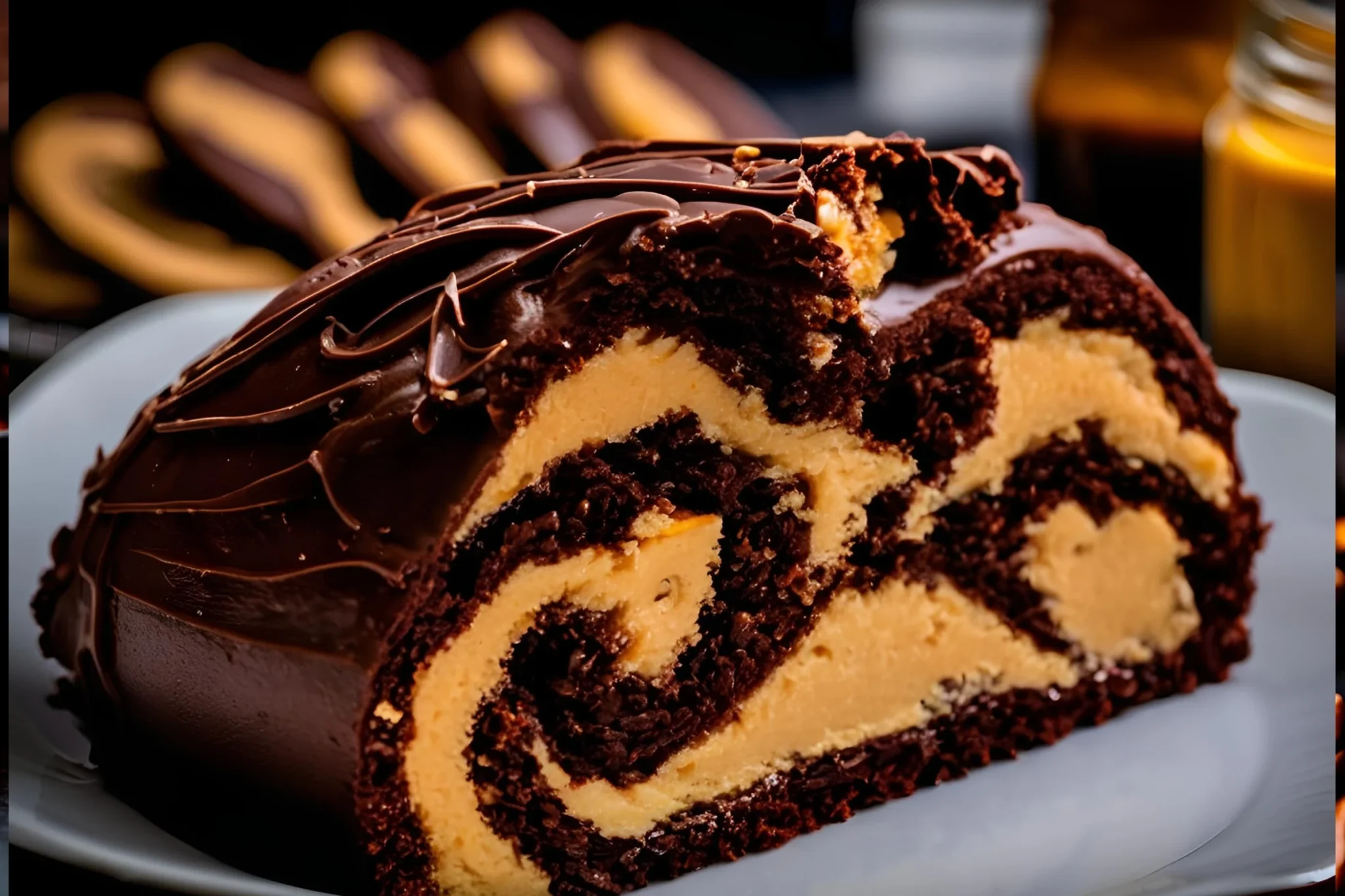 Chocolate Peanut Butter Cake Roulade Recipe