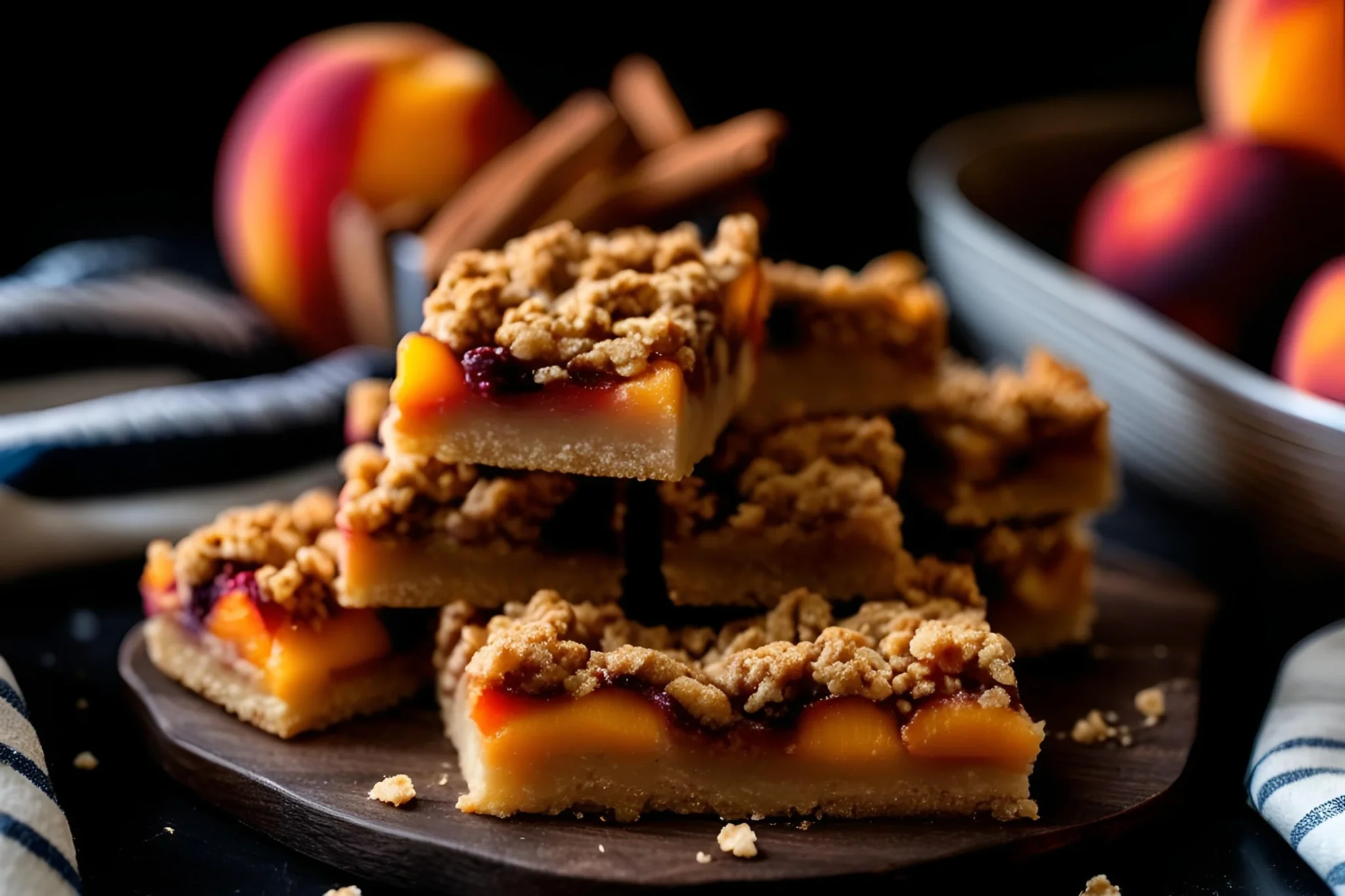 Cinnamon Peach Crumble Bars Recipe