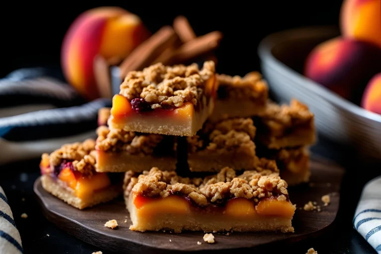 Cinnamon Peach Crumble Bars Recipe