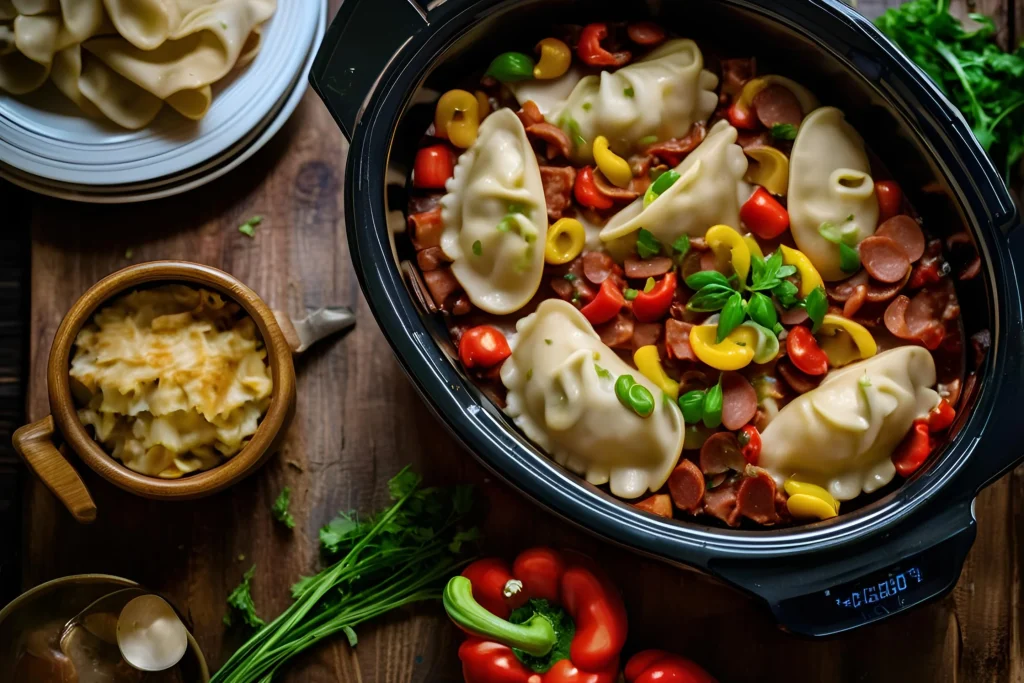 Slow Cooker Pierogi and Kielbasa Casserole