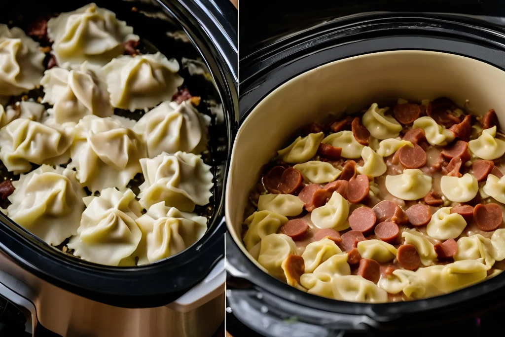 Slow Cooker Pierogi and Kielbasa Casserole