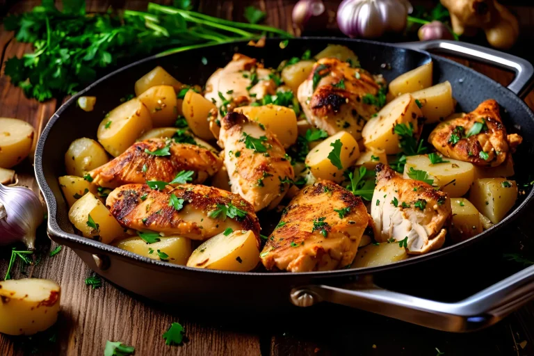 Garlic Parmesan Chicken and Potatoes Skillet Recipe