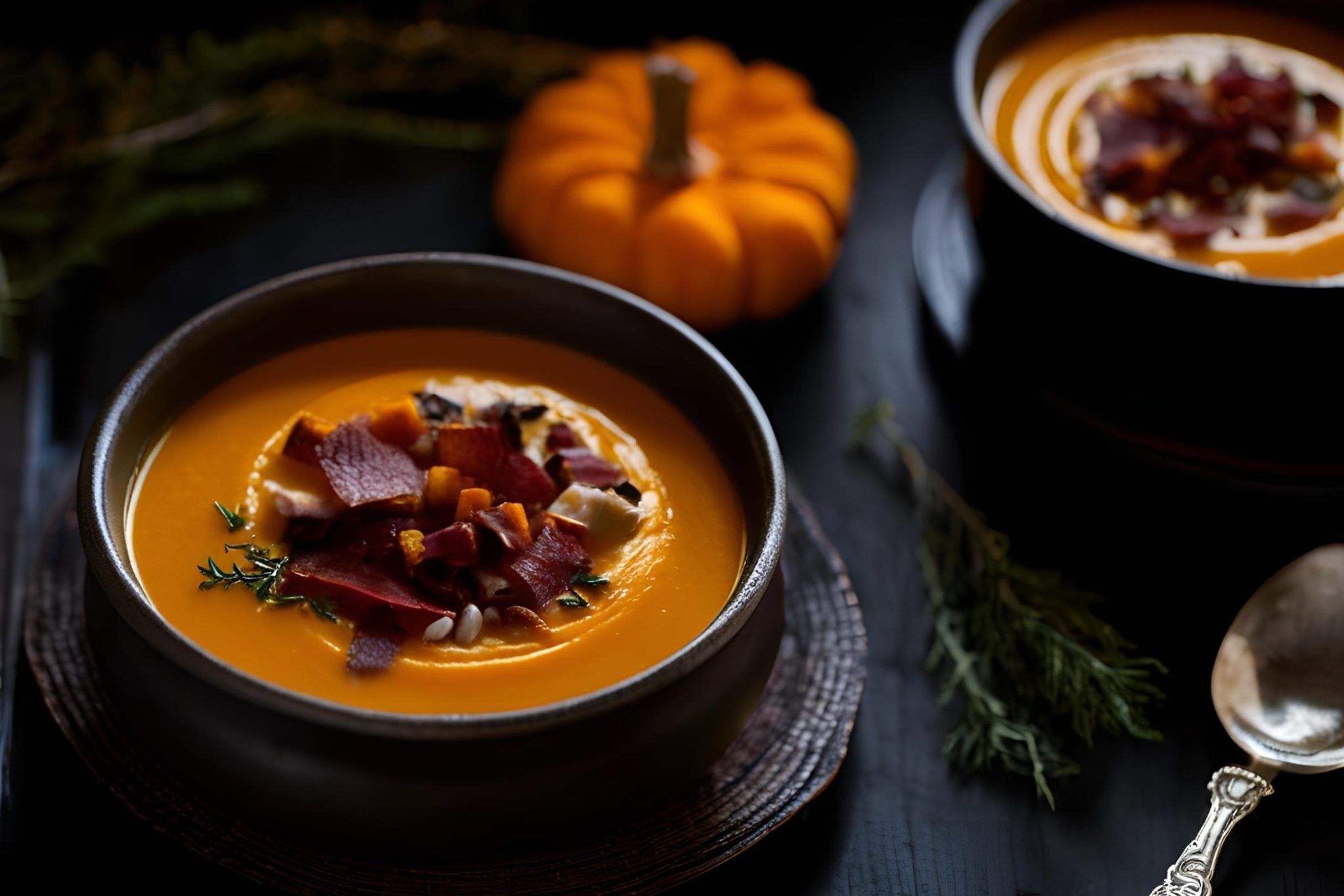 Roasted Butternut Squash and Turkey Bacon Soup Recipe