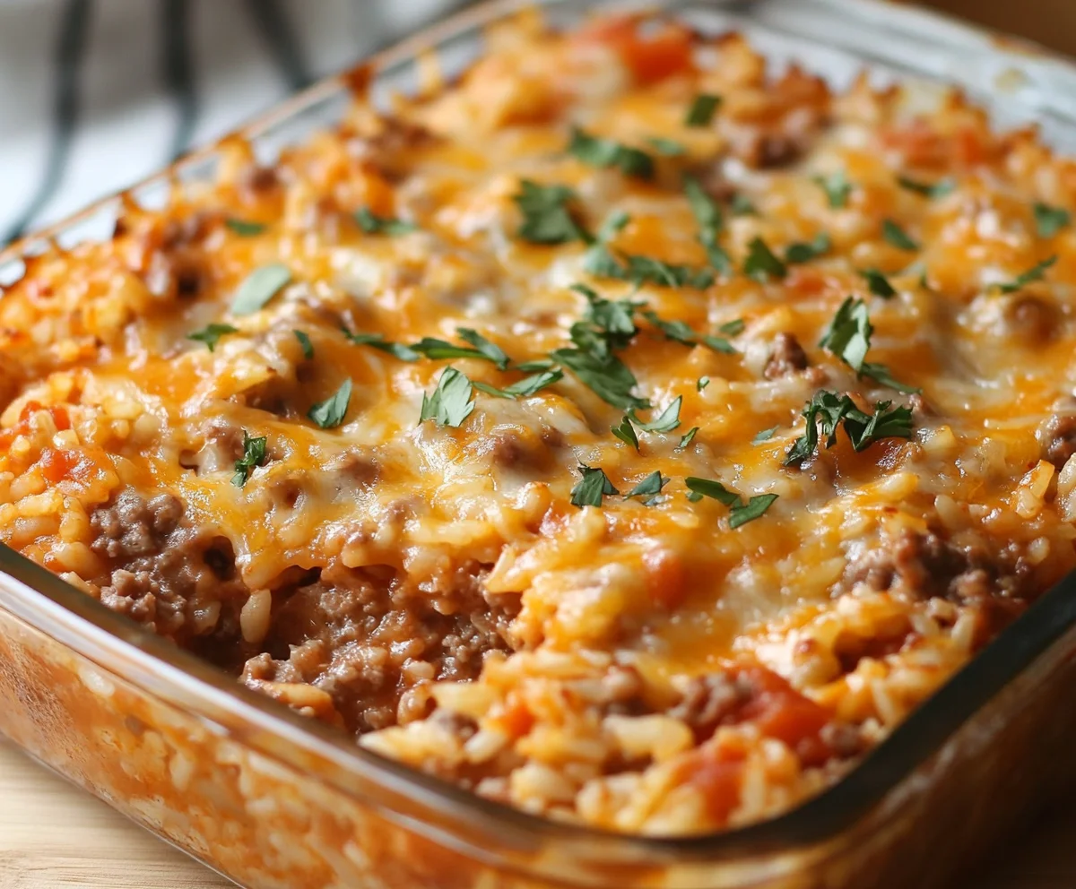 Cheesy Hamburger Rice Casserole Recipe