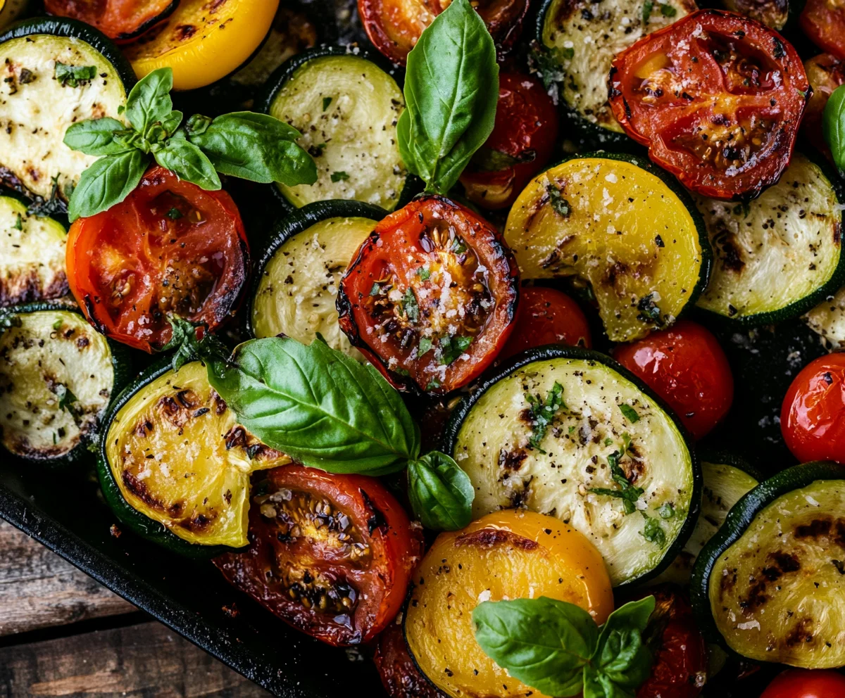 Roasted Garlic-Parmesan Zucchini, Squash, and Tomatoes Recipe