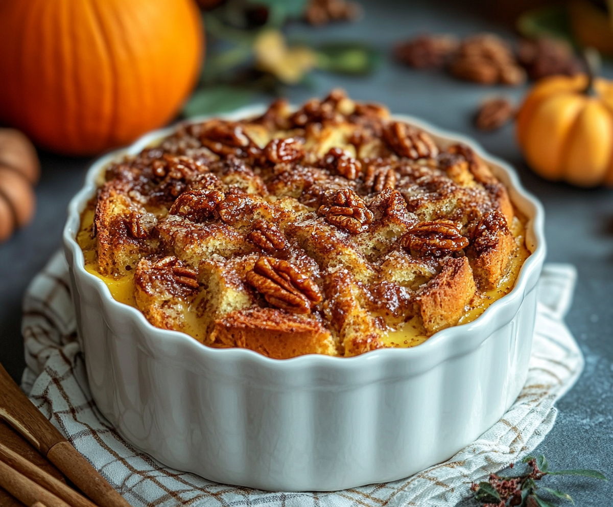 Easy Pumpkin Praline Bread Pudding Recipe