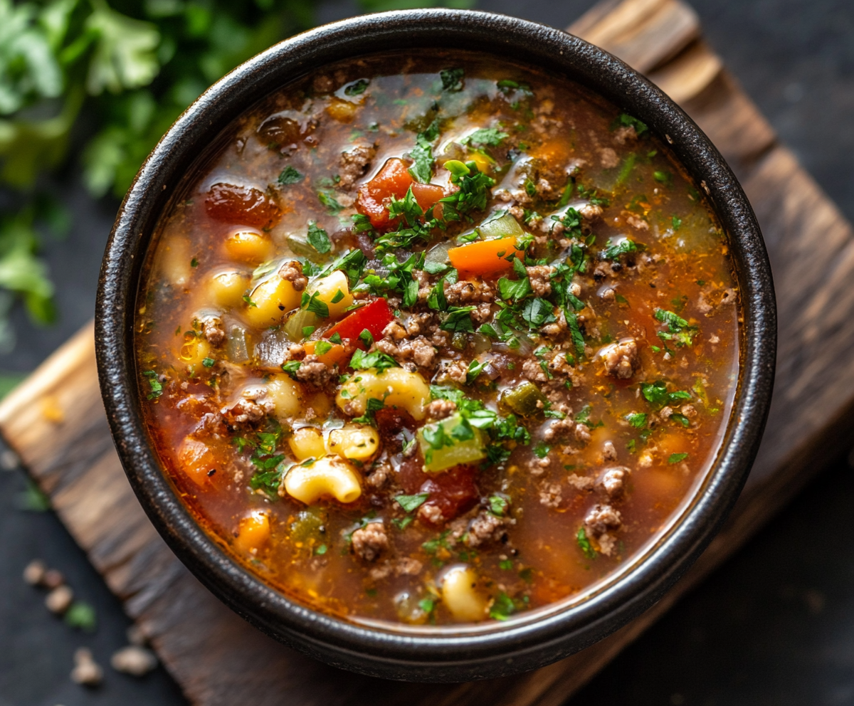 hamburger macaroni soup