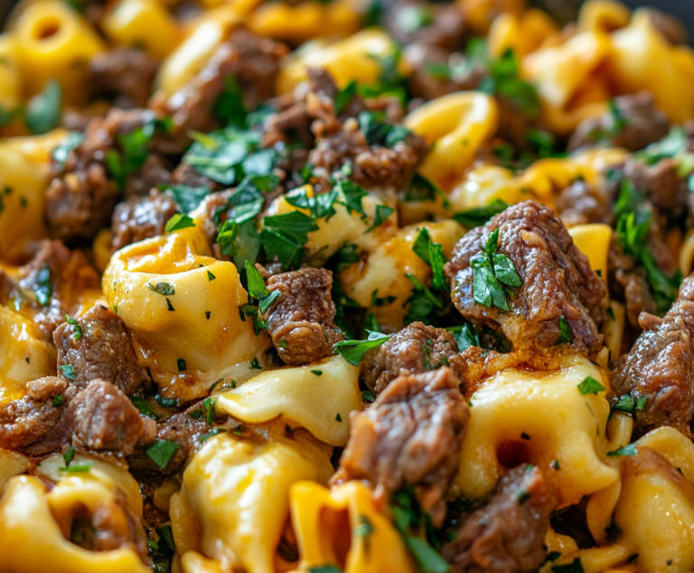 Cheese Steak Tortellini Pasta