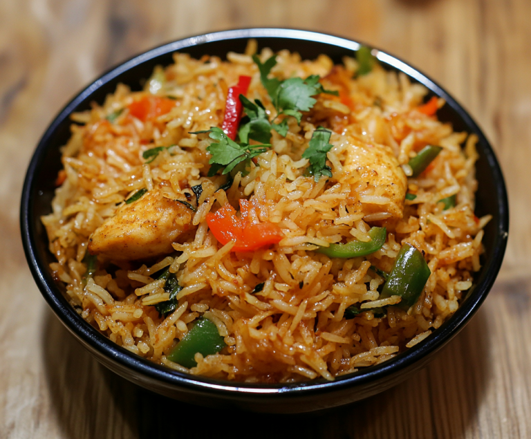 Chicken Peppers And Onions Rice