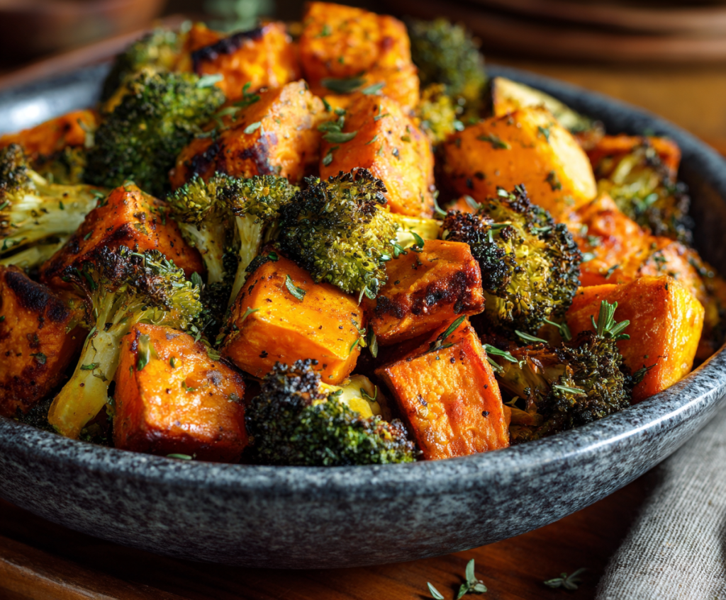 Roasted Sweet Potatoes And Broccoli