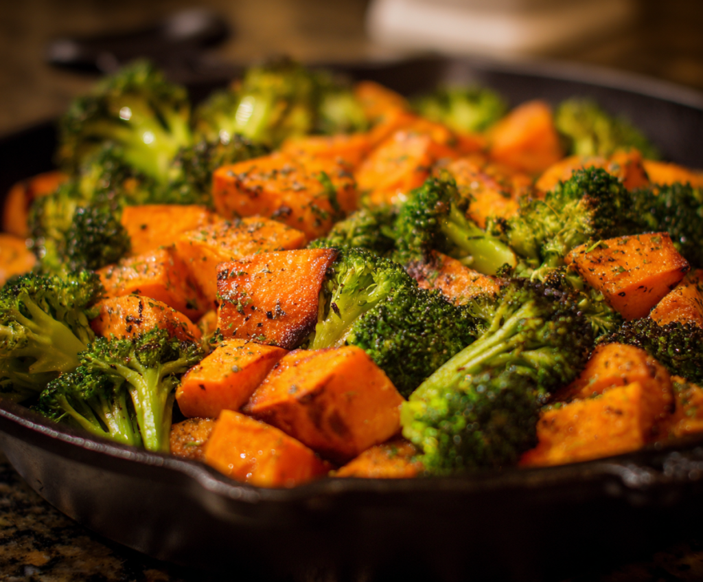 Roasted Sweet Potatoes And Broccoli