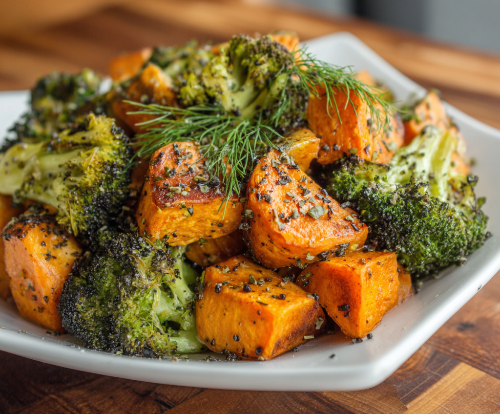 Roasted Sweet Potatoes And Broccoli