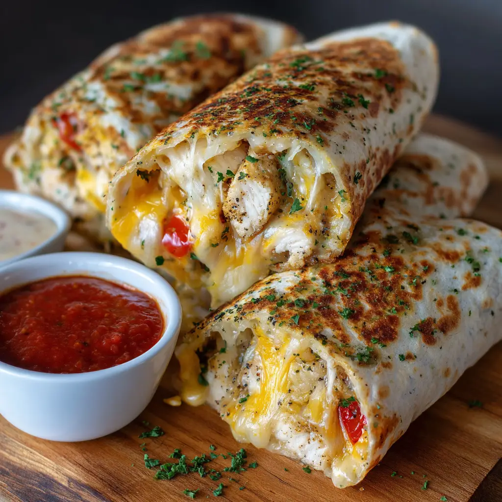cheesy garlic chicken wraps