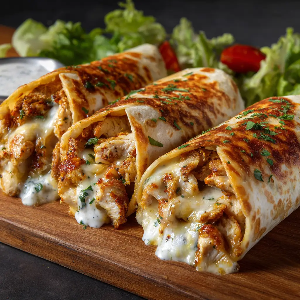 Cheesy Garlic Chicken Wraps