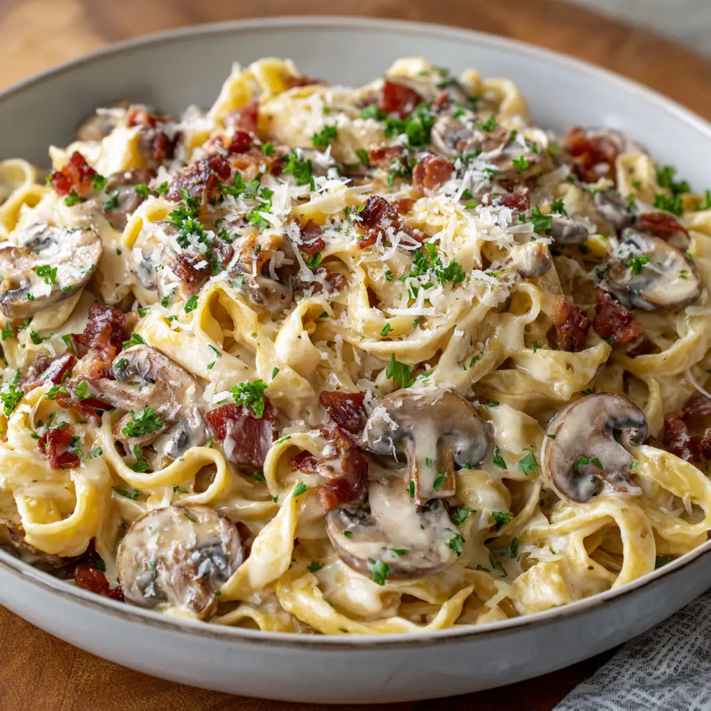 Creamy Bacon Mushroom Pasta