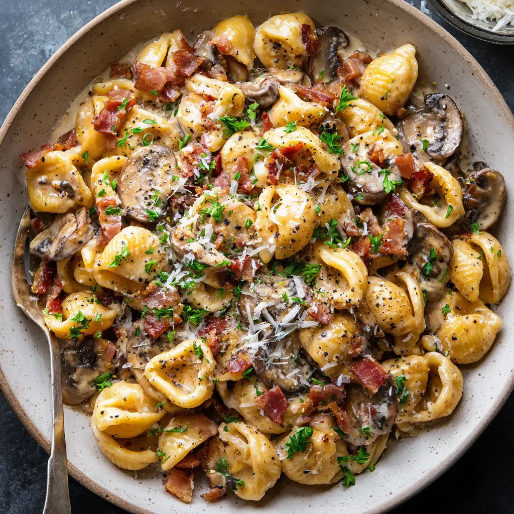 Creamy Bacon Mushroom Pasta