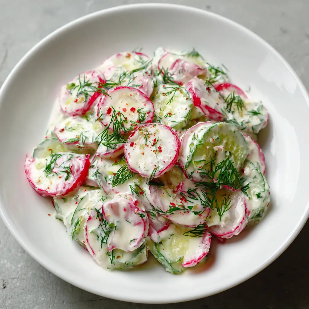 Cucumber Radish Salad with Sour Cream