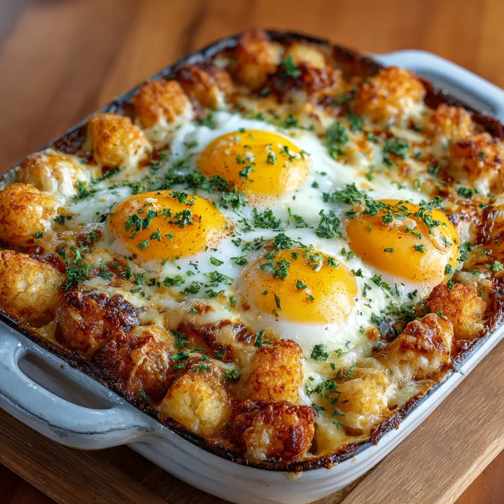 Tator Tot Egg Casserole Breakfast