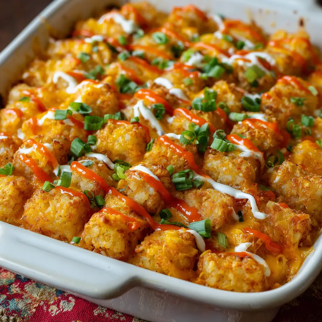 Buffalo Chicken Tater Tot Casserole