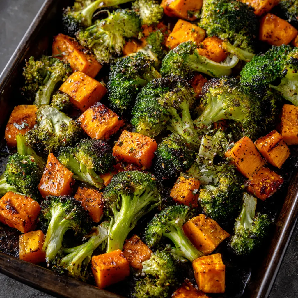 Roasted Broccoli and Sweet Potatoes