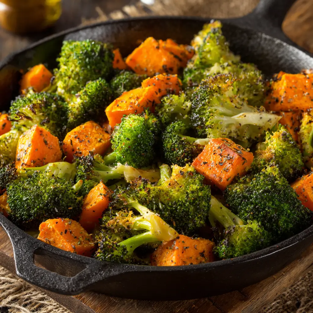 Roasted Broccoli and Sweet Potatoes