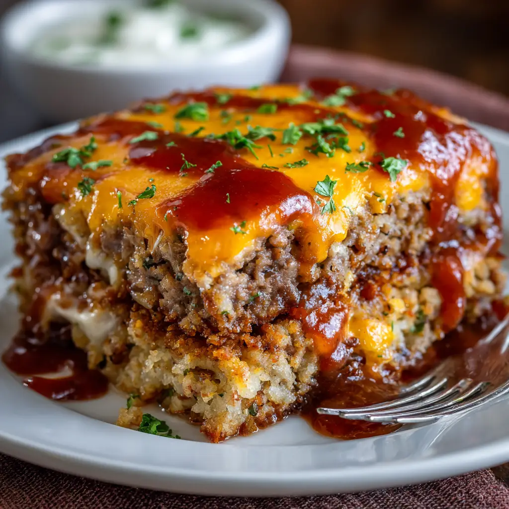 Cheesy Tater Tot Meatloaf Casserole
