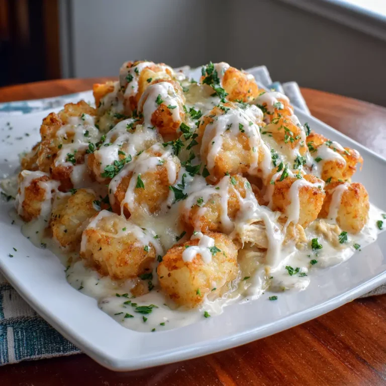 Chicken Alfredo Tater Tot Casserole