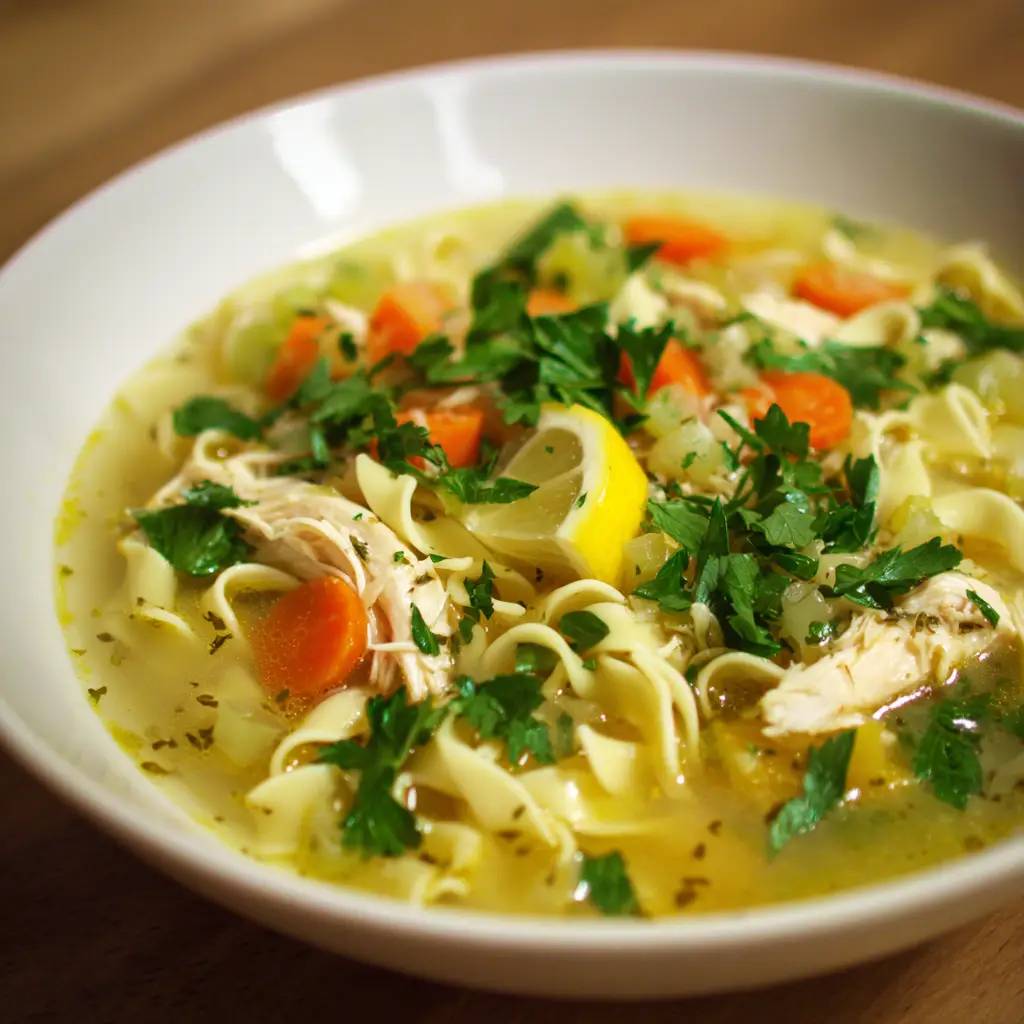 lemon chicken noodle soup