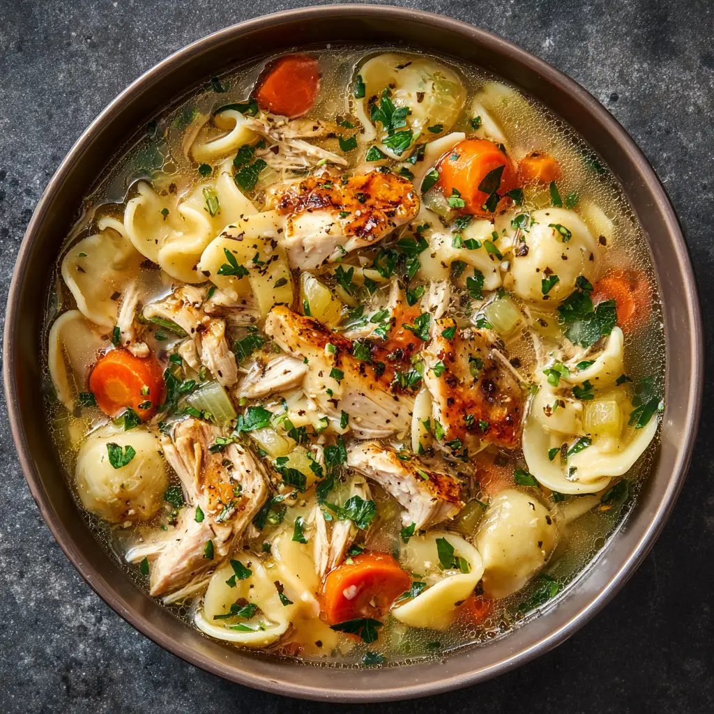 Rotisserie chicken noodle soup brings comfort, warmth, and nourishment in every spoon. The deep flavor from already roasted chicken creates a richer broth without extra effort. Home kitchens love this recipe because it turns a simple store bought chicken into something deeply satisfying and wholesome.
Busy days often demand meals that feel homemade without taking hours. Rotisserie chicken noodle soup fits perfectly into that space. Tender chicken pieces blend with vegetables and noodles to form a balanced bowl that feels light yet filling. Each ingredient plays a role in building gentle layers of flavor.
Families return to this soup again and again because it works for all ages. Children enjoy the soft noodles and mild taste while adults appreciate the depth of the broth. One pot brings warmth to the table and comfort to the heart.